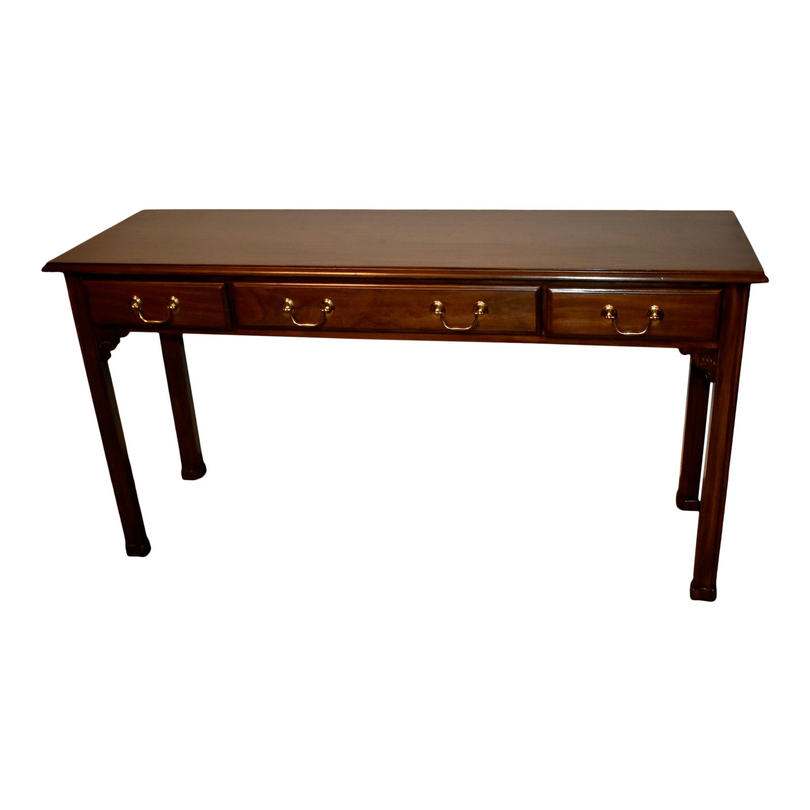Harden Solid Cherry Three Drawer Chippendale Style Console Table/Desk