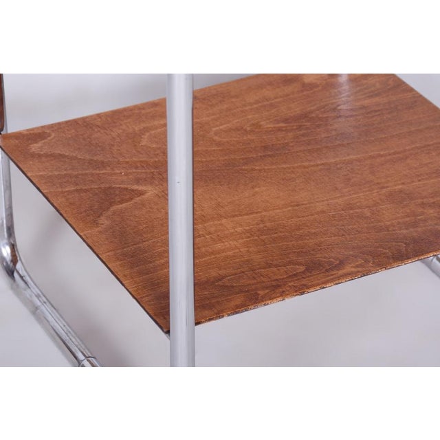 Wood Bauhaus Shelf in Oak and Chrome attributed to Marcel Breuer for Slezak, Former Czechoslovakia, 1930s For Sale - Image 7 of 10