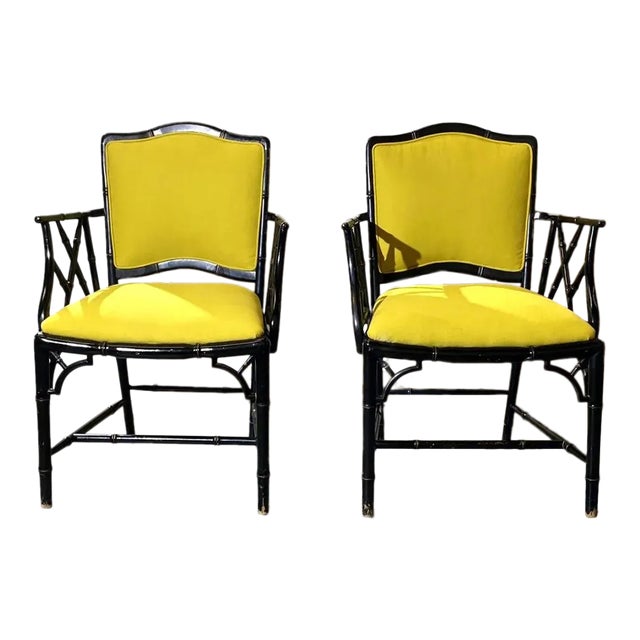 Faux-Bamboo Armchairs Set of 2 For Sale