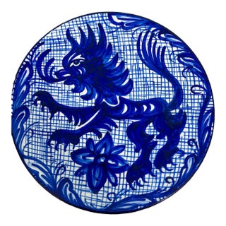 Decorative Wall Plate Vintage Emma Made in Spain, Blue and White, Pascual Zorilla Style For Sale