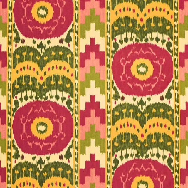 Sample- Schumacher Samarkand Ikat Fabric in Watermelon For Sale