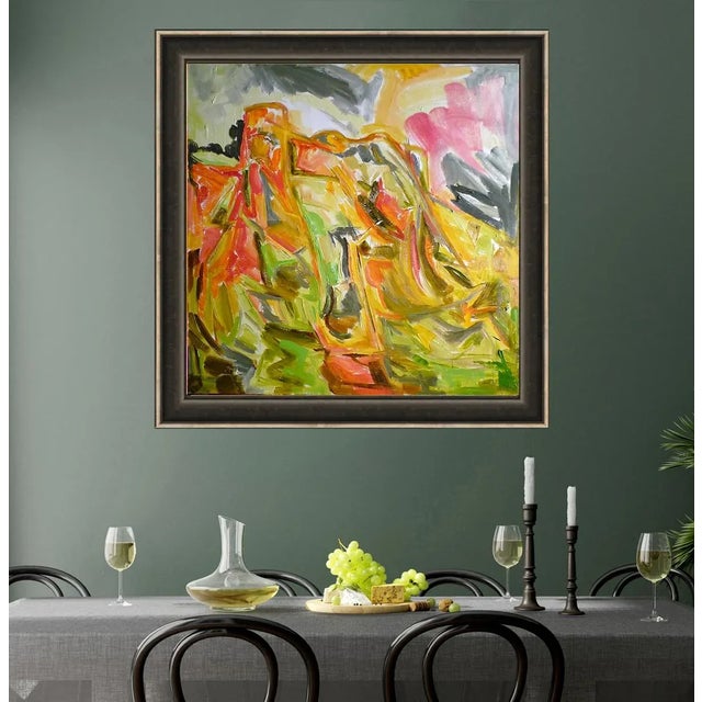 Raspberry Red "Desert Dusk" by Trixie Pitts Abstract Landscape Oil Painting For Sale - Image 8 of 12