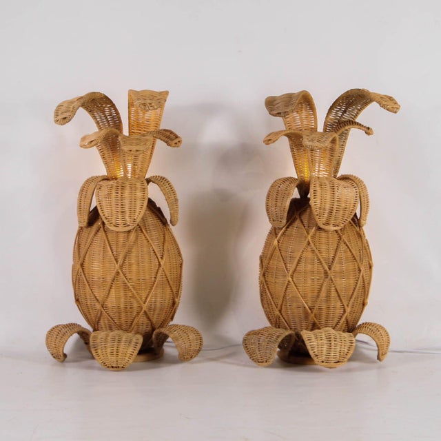 Pineapple Wicker Sconces, Set of 2 For Sale - Image 13 of 15