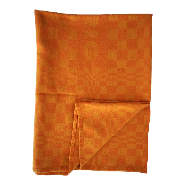 Vintage Varig Brazilian Airlines Orange Wool Blanket For Sale