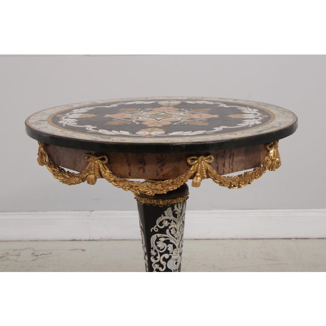 Italian Italian Style Pietra Dura Inlaid Marble Top Center Table For Sale - Image 3 of 16