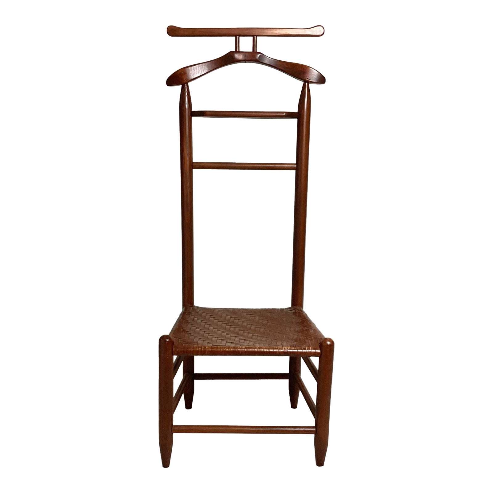 Mid 20th Century Gentleman’s Valet Butler With Splint Seat Ladder Back ...