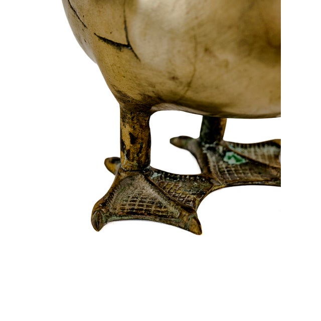 Metal Vintage Mid-Century Modern Hollywood Regency Solid Brass Duck For Sale - Image 7 of 7