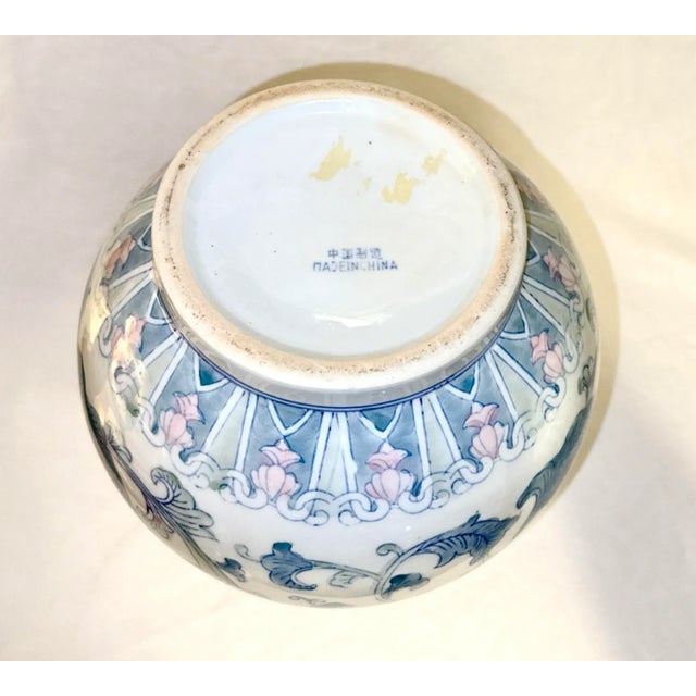 Pink Large Vintage Baluster Shaped, Chinese Porcelain Vase W/ Pink, Green and Blue Chrysanthemums For Sale - Image 8 of 8