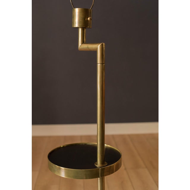 Vintage Black and Brass Sculptural Floor Lamp With End Table by Hart Associates For Sale - Image 10 of 11