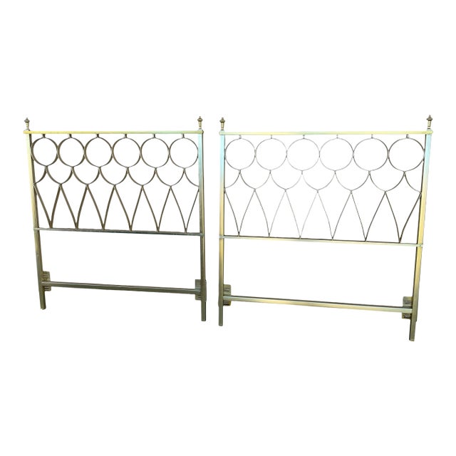 1970s Style-O-Kraft Hollywood Regency Mid-Century Brass-Tone Twin Headboards—A Pair For Sale
