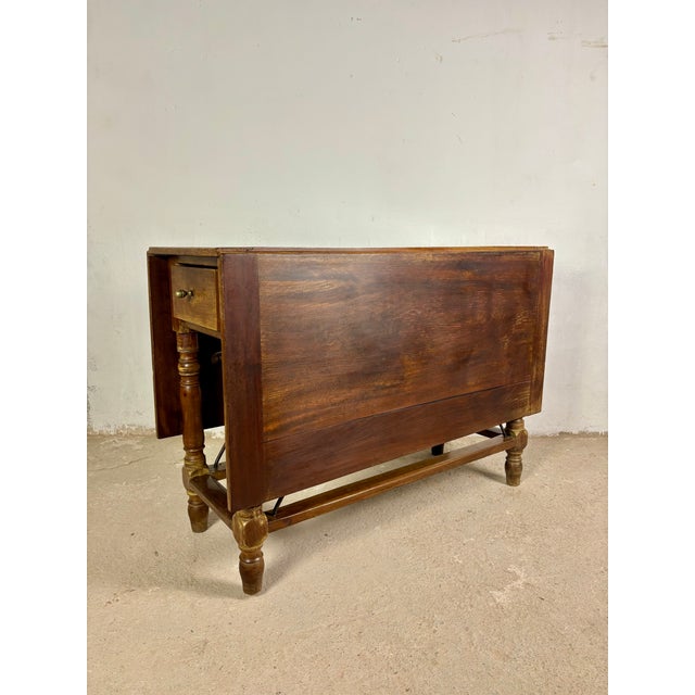 20th Century Spanish Wooden Drop-Leaf Dining Table, 1910 For Sale - Image 10 of 14