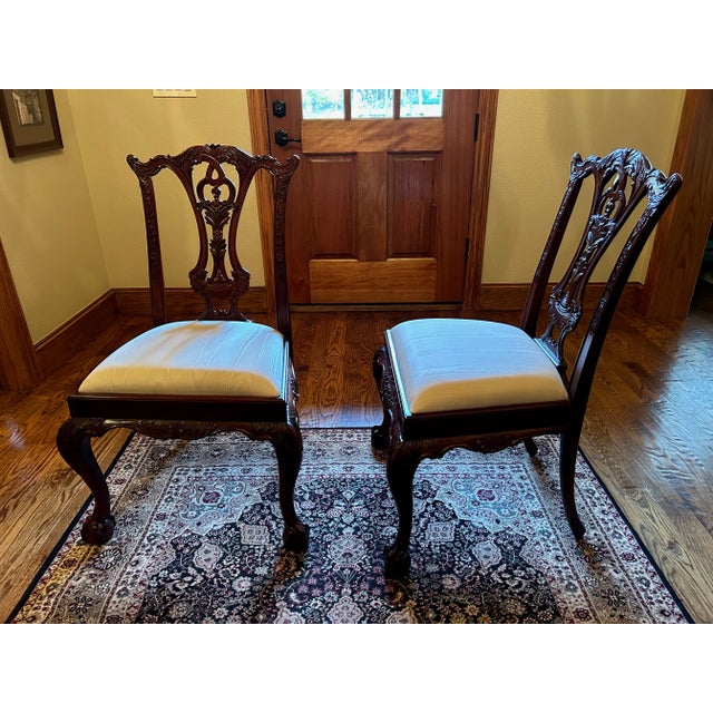 Mahogany Ball & Claw Feet Fine Carved Details High Quality Construction Queen Anne Legs Chippendale Style Carved Pierced...