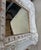 French Country Wall Mirror Features a Heavily Distressed White Frame With Gold Trim For Sale - Image 9 of 15