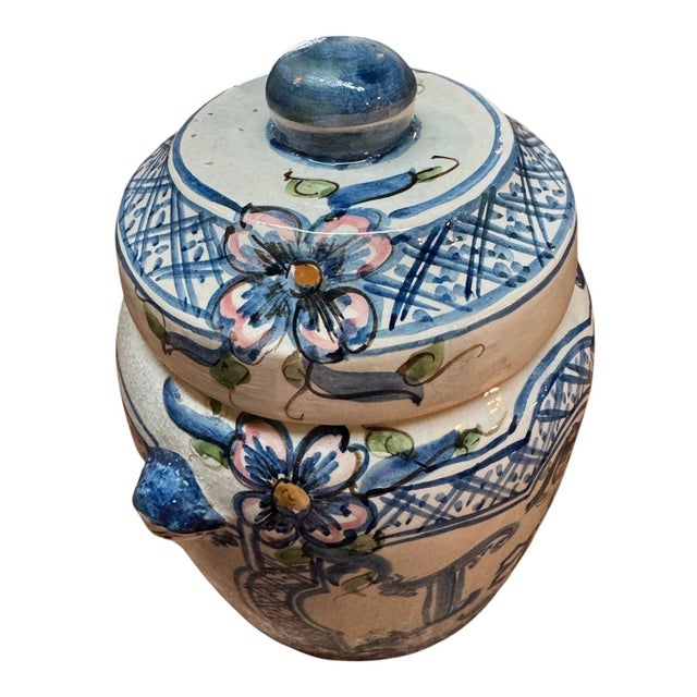 Ceramic Circa 1900 Spanish Apothocary Tabac Jar For Sale - Image 7 of 11