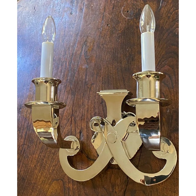 Traditional Pair of Polished Nickel J. Randall Powers Sconces for Visual Comfort For Sale - Image 3 of 12