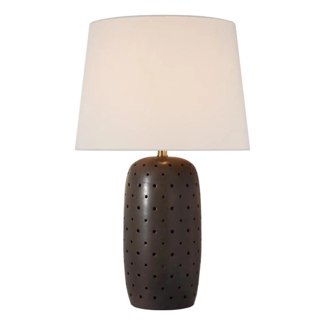 Chapman & Myers by Visual Comfort Signature Samara 30" Table Lamp in Dusted Cocoa with Linen Shade For Sale
