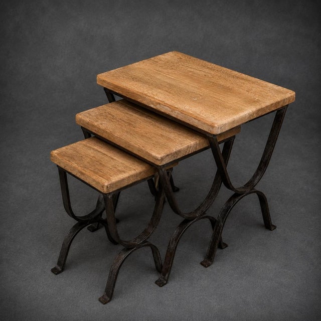 American 21st Century Wrought Iron Nesting Tables (Set of 3) For Sale - Image 3 of 3