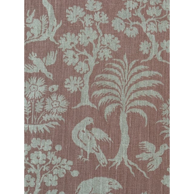 Traditional Schumacher Woodland Silhouette Linen Fabric 2 5/8 Yards in Rhubarb For Sale - Image 3 of 6