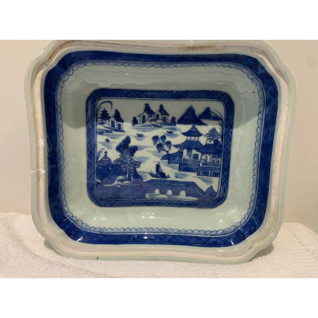 18th Century Antique Chinese Canton Blue & White Porcelain Tureen-Qianlong For Sale - Image 4 of 12