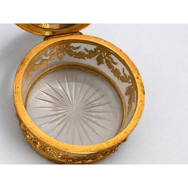 19th C Jean Derval French Gilt Bronze Crystal Box - 1 Pc For Sale - Image 13 of 14