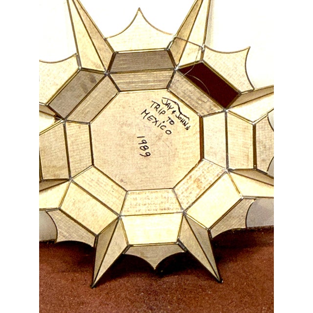 Gold Mexican Modern Gilt Metal Sunburst Mirror Style of Sergio Bustamante, 1989 For Sale - Image 8 of 11