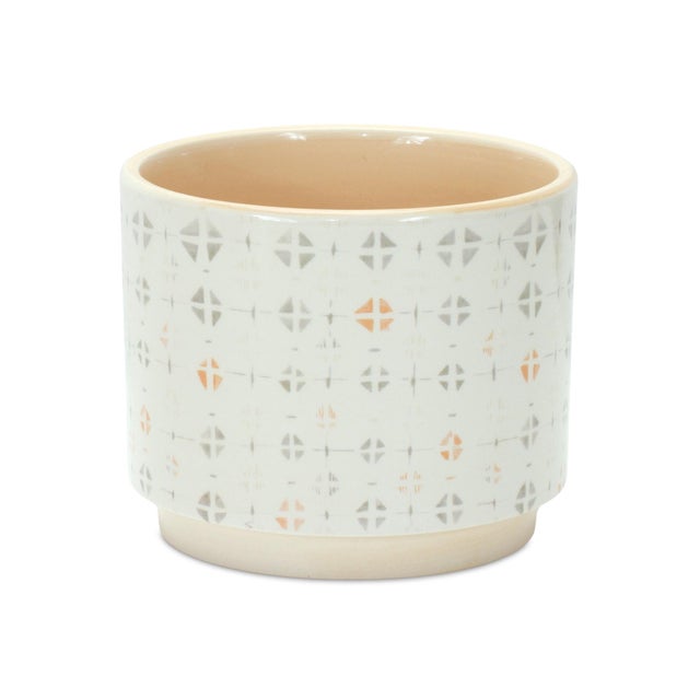 Add a pop of artistic charm to your plant display with this Blush Patterned Stacking Pot Set. Featuring a soft yellow and...