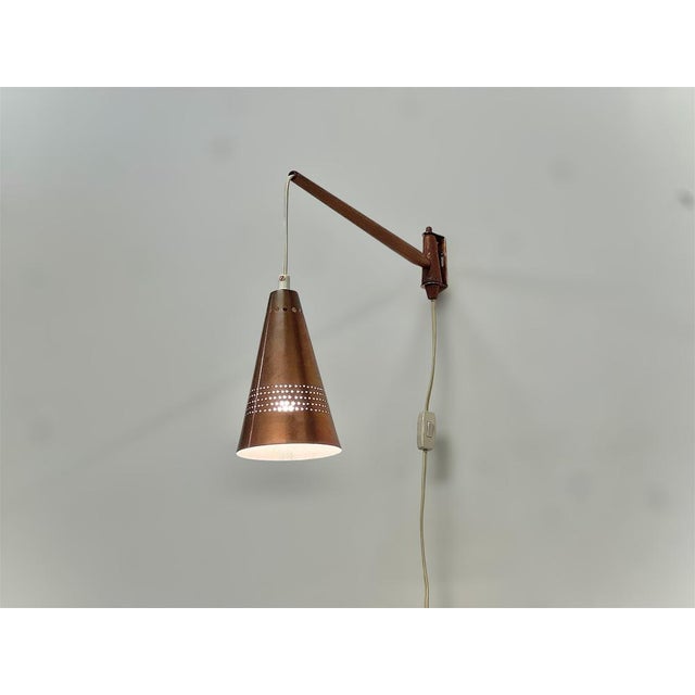 Copper Swedish Wall Lamp in Teak and Copper by Hans-Agne Jakobsson for Hans-Agne Jakobsson Ab Markaryd, 1960s For Sale - Image 8 of 11