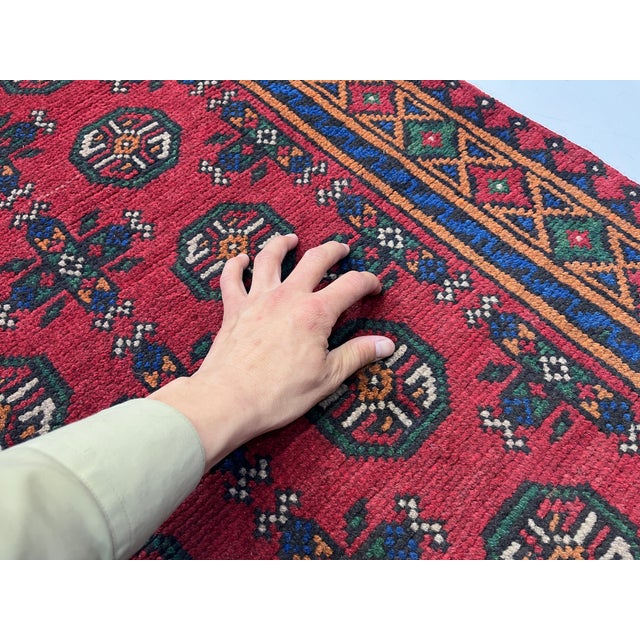 Extra-Long Red Turkmen Mori Gul Wool Runner Rug, 2'7" X 19'3" For Sale - Image 14 of 15