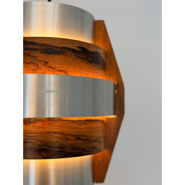 Walnut Veneer and Aluminium Pendant Lamp by Hans-Agne Jakobsson, Sweden, 1960s For Sale - Image 16 of 18