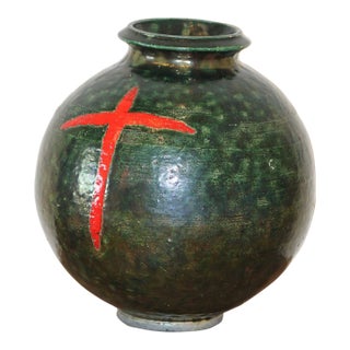 Unique, Hand-Made Gothic Raku Pottery Vase For Sale