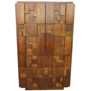 Lane Brutalist Mosaic Highboy Bureau For Sale