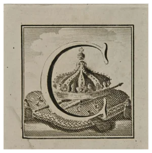 Luigi Vanvitelli, Letter of the Alphabet C, Etching, 18th Century