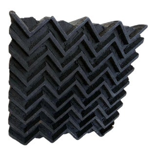 Antique Large Print Block Chevron Wooden Sculpture For Sale