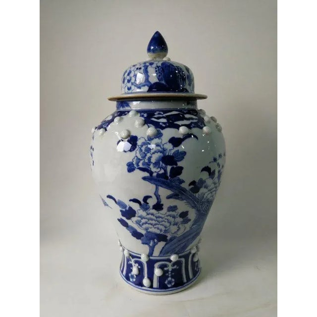 2020s Chinese Blue and White Porcelain Ginger Jar With Birds & Flowers For Sale - Image 5 of 10