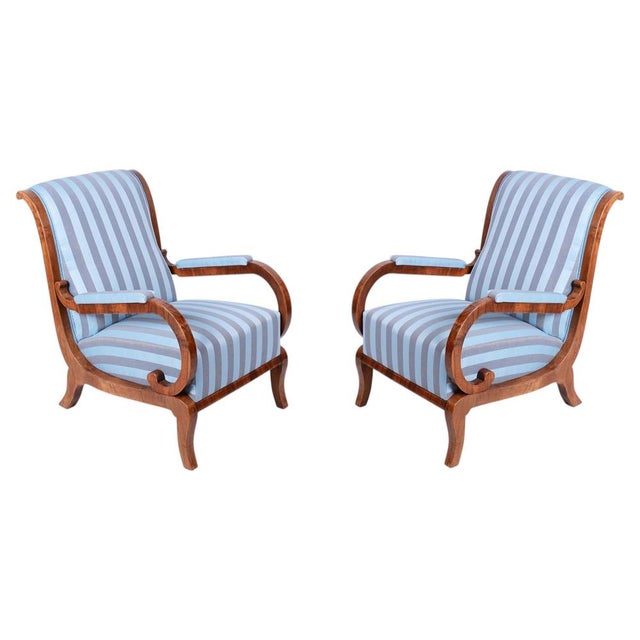Biedermeier Lounge Chairs in Oak, Spruce and Walnut, Austria, 1830s, Set of 2 For Sale - Image 16 of 16