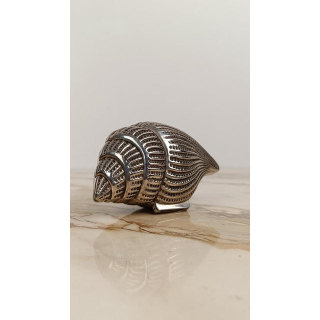 1970s Vintage Triton Trumpet Shell Shaped Silver-Plated Metal Trinket Case Box, 1970s For Sale - Image 5 of 18