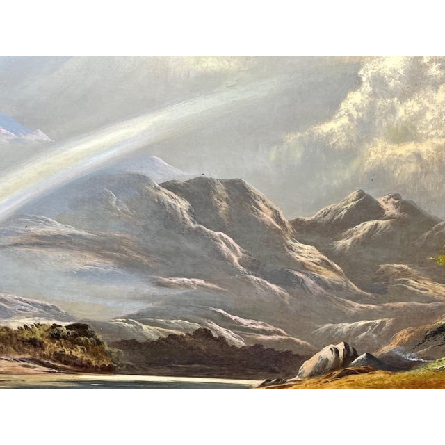 Victorian Antique Victorian Oil Painting — Snowdon, Wales — Charles Leslie (Signed & Dated 1878) Title: A Summer Shower Passing Over the Snowdon Range For Sale - Image 3 of 15