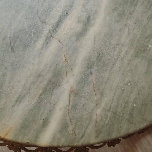 Metal Louis XV Round Gueridon Table in Brass and Marble Top For Sale - Image 7 of 10