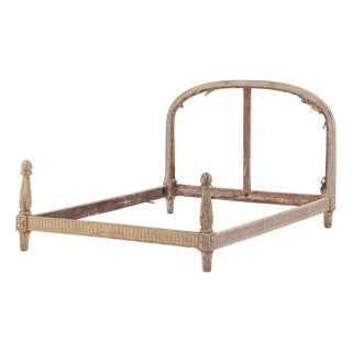 French Carved and Painted Full Size Bed, C. 1900 For Sale