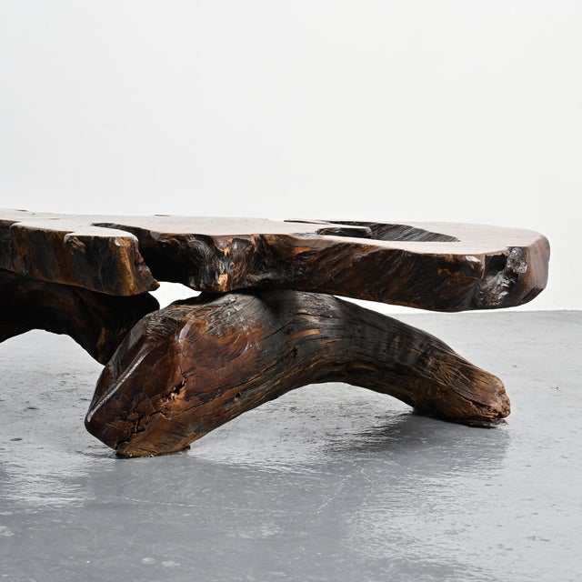 Brutalist Elm Burl Coffee Table, 1960 For Sale - Image 6 of 15