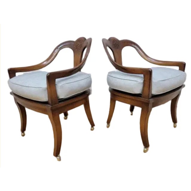Vintage Regency Neoclassical Style Klismos Style Walnut Chairs - 4 For Sale - Image 4 of 5
