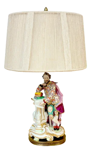18th C. Chelsea Porcelain Figure of Shakespeare, Now As A Lamp