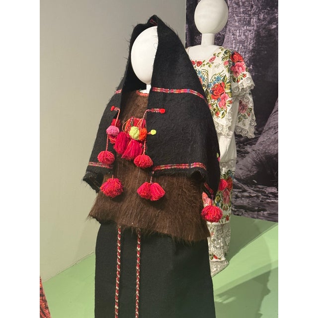 Mexican Blue and Gray Wool Pompom Chamula Shawl Blanket For Sale - Image 10 of 10