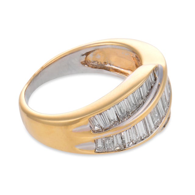 Vintage 2.10 Carat Diamond 14k Yellow Gold Band, Size 4.75 For Sale - Image 4 of 7