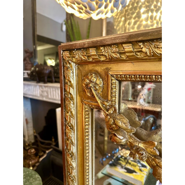Large Ornate French Overmantel Gold Gilt Mirror, 1820 For Sale - Image 6 of 13