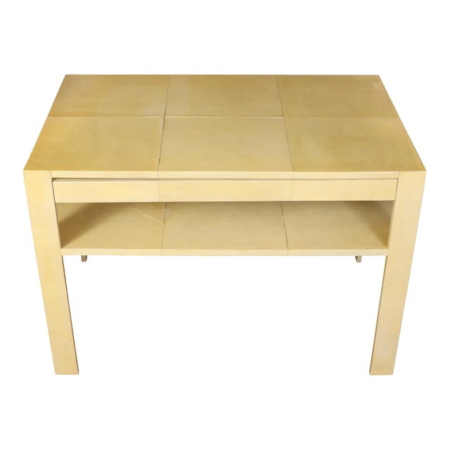 Karl Springer Style Goatskin Side Table With Drawer For Sale