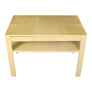 Karl Springer Style Goatskin Side Table With Drawer