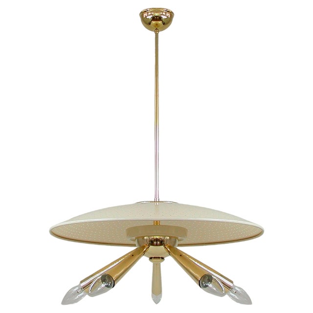 Brass Dome 5-Light Pendant, Italy, 1950s For Sale