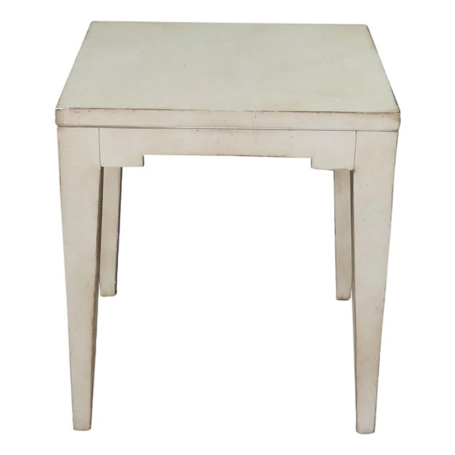 Late 20th Century Hollywood Regency Style Cream Painted Square Bunching Table 22" For Sale