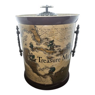 Vintage Cera Ice Bucket Features a "Treasure Map" Design For Sale